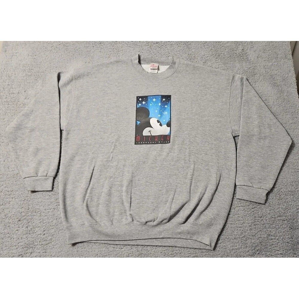 VINTAGE The Disney Store Mickey Sweatshirt Sweater Adult Size XXL Gray Pullover